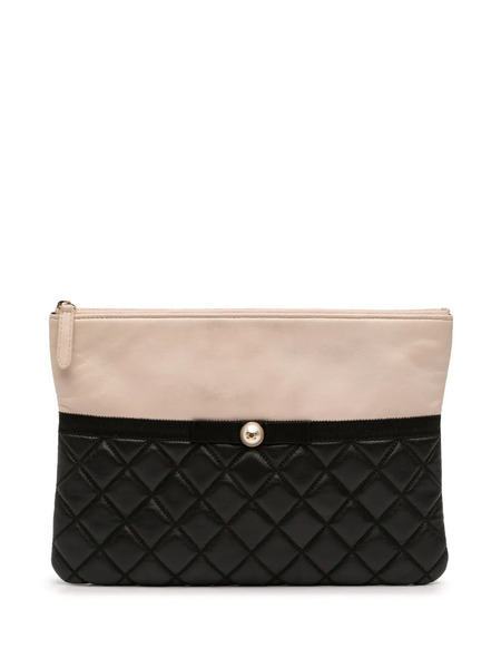  Chanel Pre-owned Bolso De Mano Pearl O Case Mediano De Piel De Becerro Metalizada Y Piel De Borrego Con Diseño Acolchado 2016-2017 - Marrón 