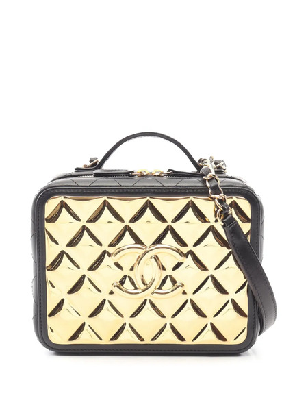  Chanel Pre-owned Bolso Satchel Golden Plate Vanity Case Mediano De Piel De Borrego 2021-2026 - Negro 
