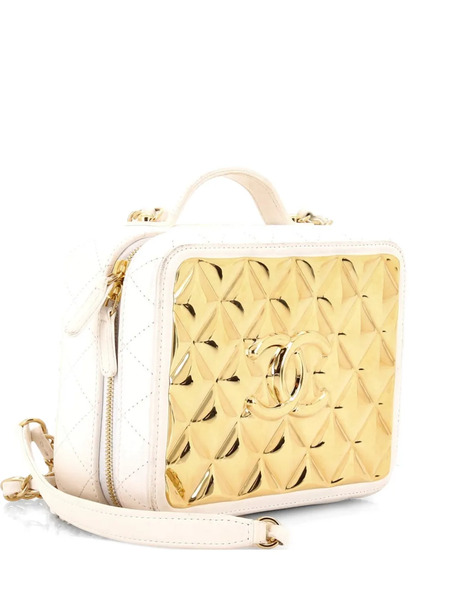  Chanel Pre-owned Bolso Satchel Golden Plate Vanity Case Mediano De Piel De Borrego Y Metal Acolchado - Dorado 
