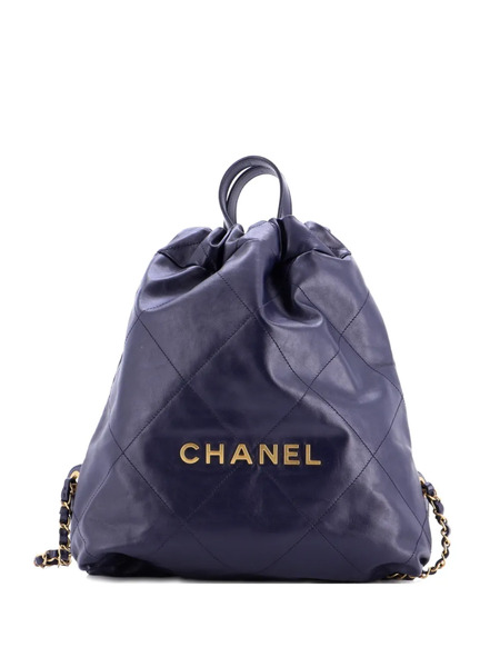  Chanel Pre-owned 22 Chain Quilted Calfskin Medium Backpack - Azul 