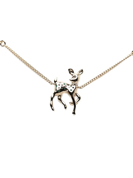  Chanel Pre-owned Collar Con Colgante De Ciervo Bañado En Oro Con Perlas Artificiales Y Logo Cc 2026 - Dorado 