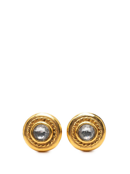  Chanel Pre-owned Pendientes De Clip Con Borde De Cuerda Bañados En Oro Con Apliques De Strass 1980-1990 - Dorado 