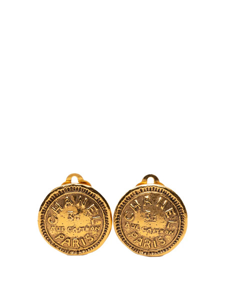  Chanel Pre-owned Pendientes De Clip Redondos 31 Rue Cambon Con Logo Cc Bañados En Oro 1970-1980 - Dorado 