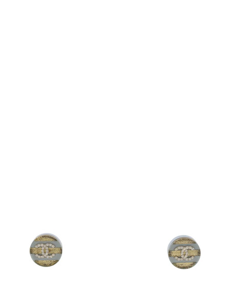  Chanel Pre-owned Pendientes De Resina A Rayas Con Logo Cc Bañados En Oro Con Apliques De Strass 2013 - Dorado 