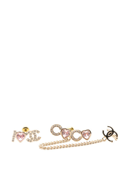  Chanel Pre-owned Pendientes Earcuff I Heart Cc Coco Bañados En Oro Con Apliques De Strass 2022 - Dorado 