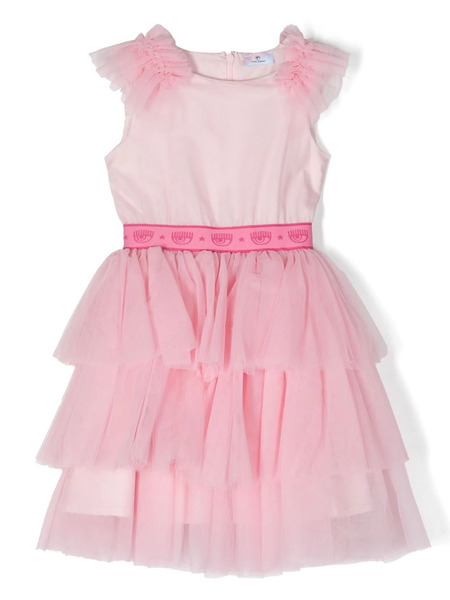  Chiara Ferragni Kids Vestido Con Logo Y Volantes - Rosa 