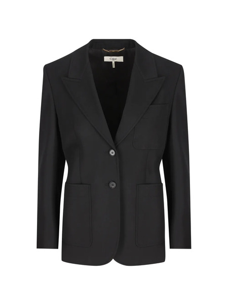  Chloé Blazer De Lana Con Botones - Negro 