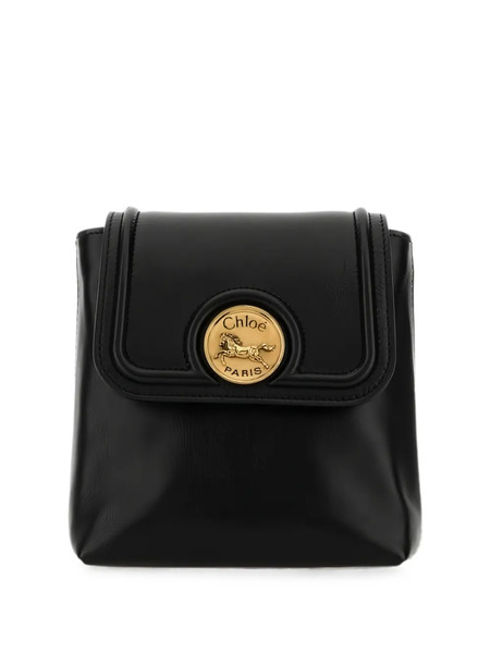  Chloé Horse Medal Foldover Backpack - Negro 