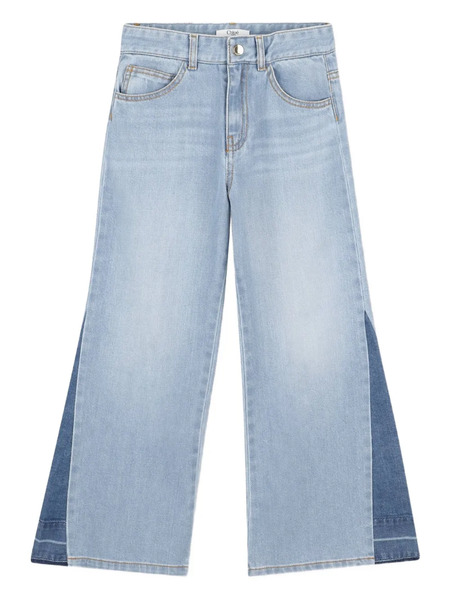  Chloé Kids Vaqueros Anchos Con Diseño Patchwork - Azul 