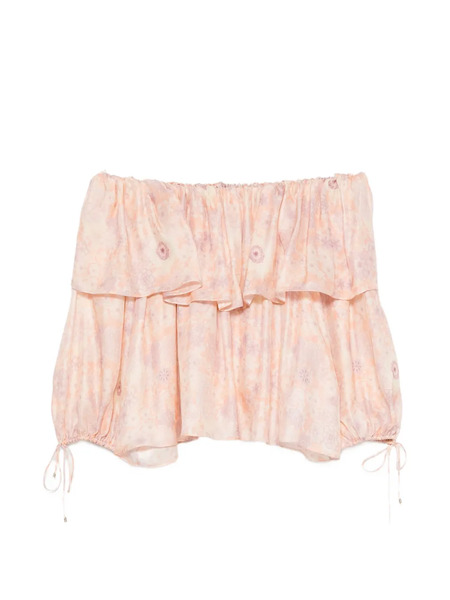  Chloé Ruffled Off-shoulder Blouse - Rosa 