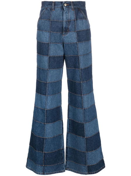  Chloé Vaqueros Anchos Con Diseño Patchwork - Azul 