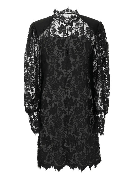  Chloé Vestido Con Encaje Floral - Negro 