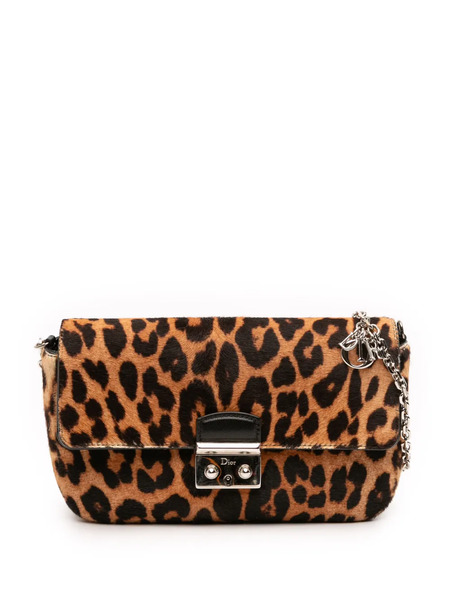  Christian Dior Pre-owned Bandolera Miss Dior De Pelo De Poni Con Estampado De Leopardo, Solapa Y Correa De Cadena 2014 - Marrón 