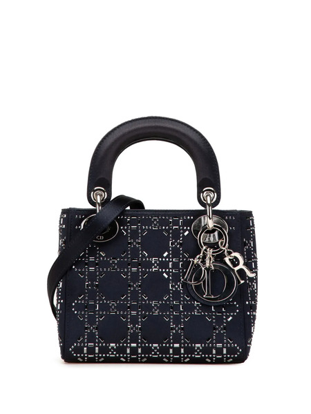  Christian Dior Pre-owned Bolso Satchel Cannage Lady Dior Mini Con Apliques De Crystal En Strass 2017 - Azul 
