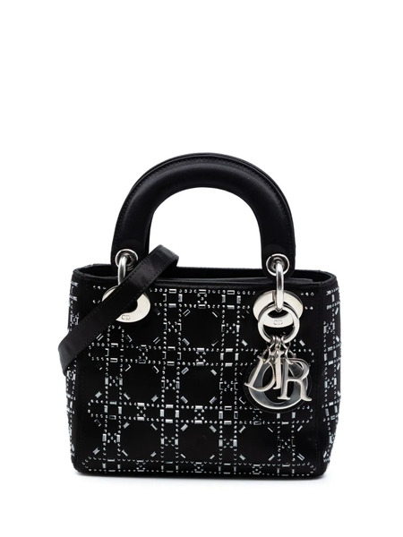  Christian Dior Pre-owned Bolso Satchel Cannage Lady Dior Mini Con Apliques De Crystal En Strass 2017 - Negro 