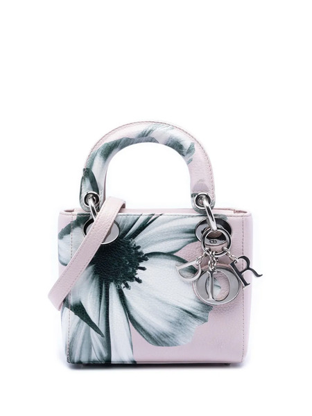  Christian Dior Pre-owned Bolso Satchel Lady Dior Mini De Piel De Ciervo Con Estampado Floral 2014 - Rosa 
