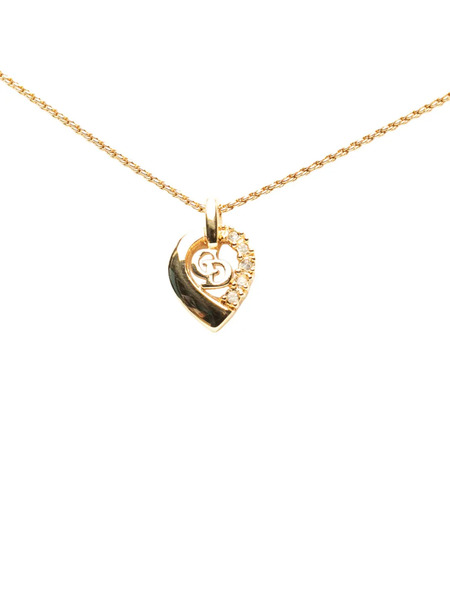  Christian Dior Pre-owned 2000-2026 Gold Plated Strass Cd Logo Heart Pendant Necklace Costume Necklace - Dorado 