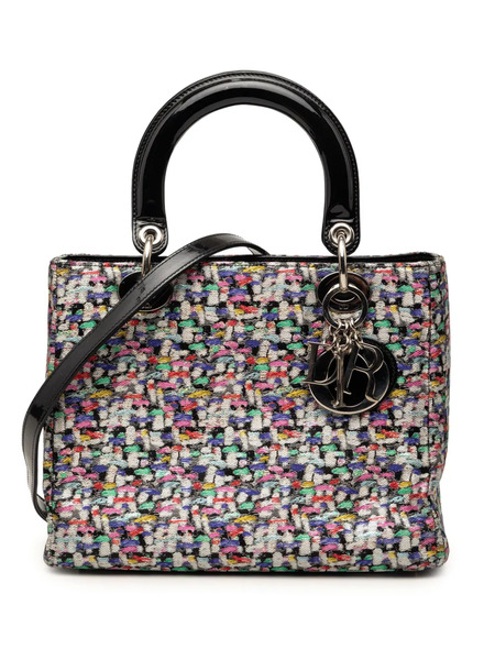 Christian Dior Pre-owned 2020 Medium Multicolor Metallic Fabric And Patent Leather Lady Dior Satchel - Negro 