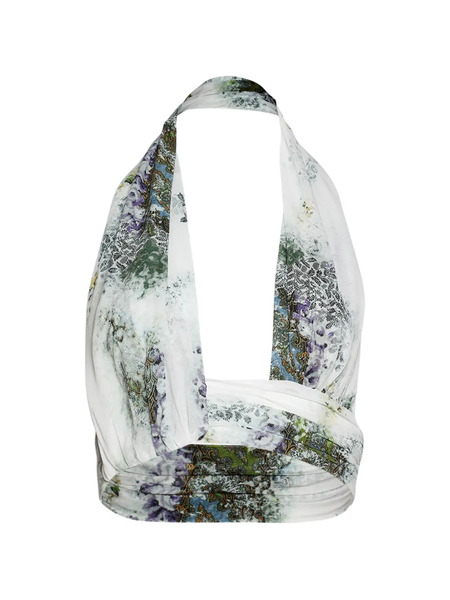  Christopher Esber Top Corto Con Estampado Absence - Blanco 