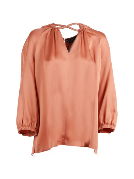  Clips Blusa Infinito Con Cuello Retorcido - Rosa 
