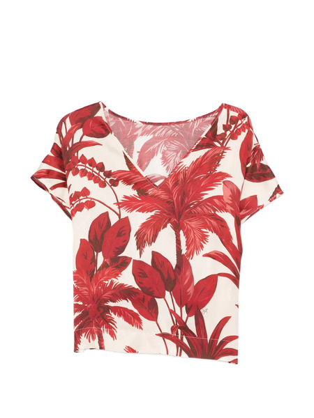  Clips Top Con Palmeras Estampadas - Rojo 