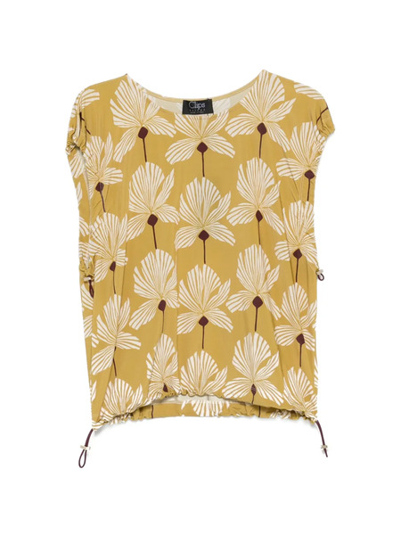  Clips Top Fruncido Con Estampado Floral - Verde 