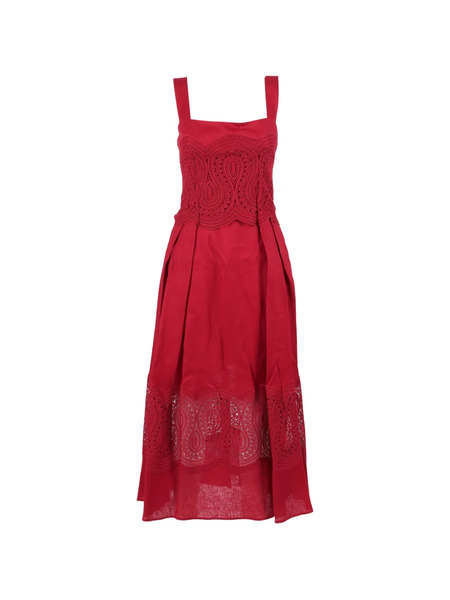  Clips Vestido Con Paneles De Encaje - Rojo 