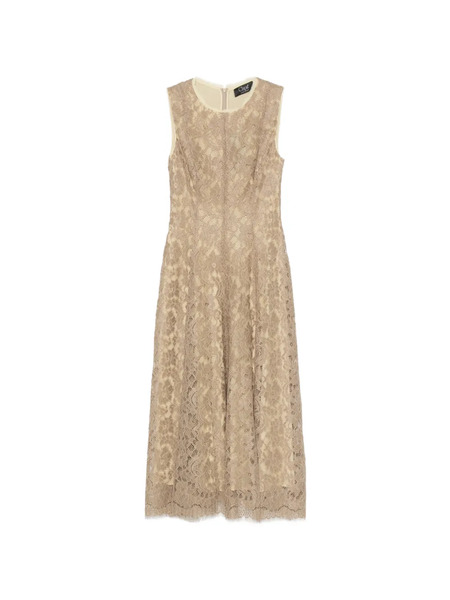  Clips Vestido Midi Con Encaje Floral - Neutro 