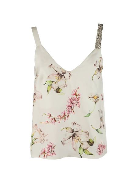  Co.go Top De Seda Con Estampado Floral - Blanco 