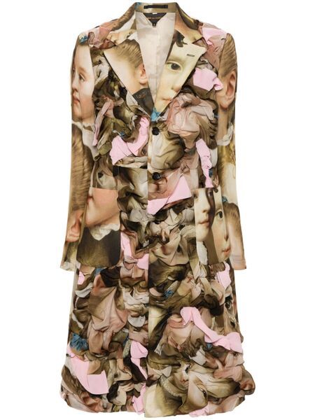  Comme Des Garçons Abrigo Midi Fruncido - Verde 