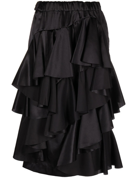  Comme Des Garçons Falda Midi Con Volantes - Negro 