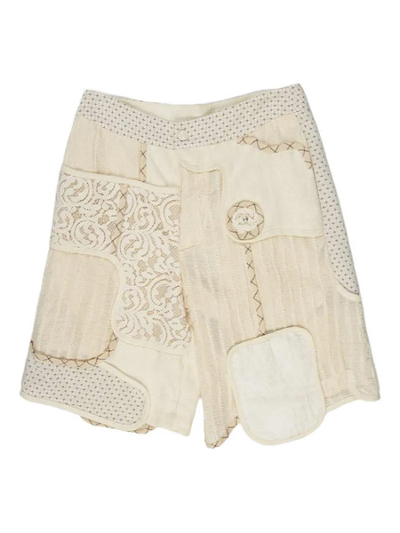  Communs Bermudas Con Diseño Patchwork - Blanco 