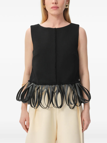  Concepto Blusa Raw Sin Mangas - Negro 