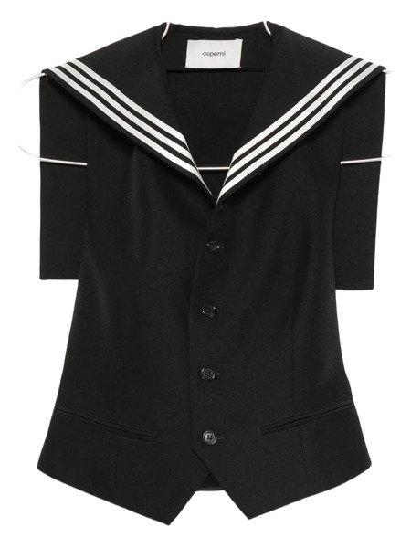  Coperni Chaleco Con Cuello A Rayas - Negro 