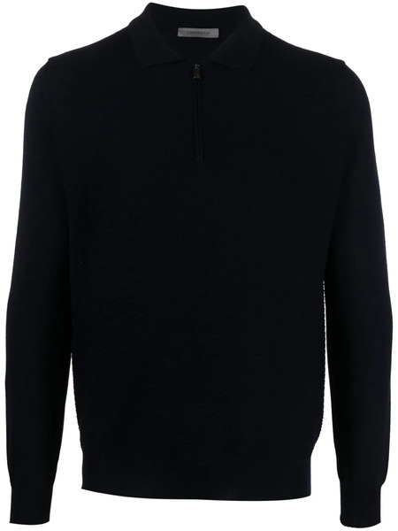  Corneliani Polo De Punto Fino - Azul 