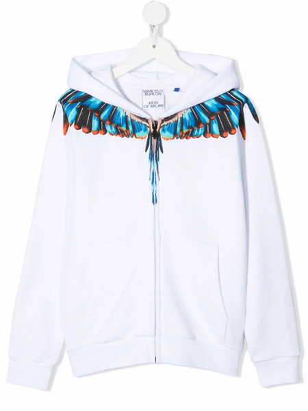  County Of Milan Kids Sudadera Con Capucha Y Motivo Wings - Blanco 