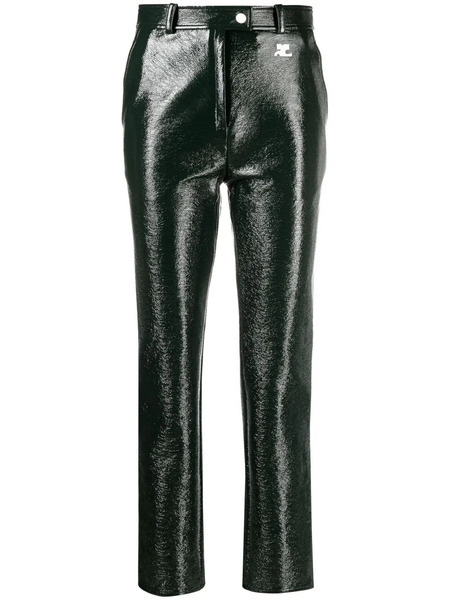  Courrèges Pantalones Slim De Vinilo - Verde 