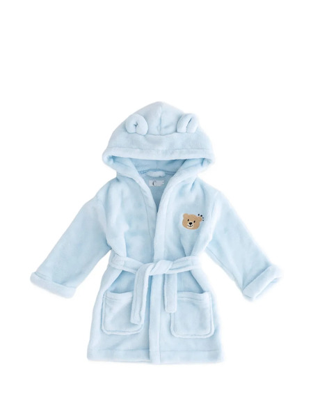  Cozy Crew Club Albornoz Con Capucha Y Parche De Oso - Azul 