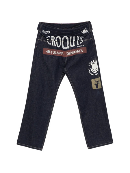  Croquis Vaqueros Con Logo Estampado - Azul 