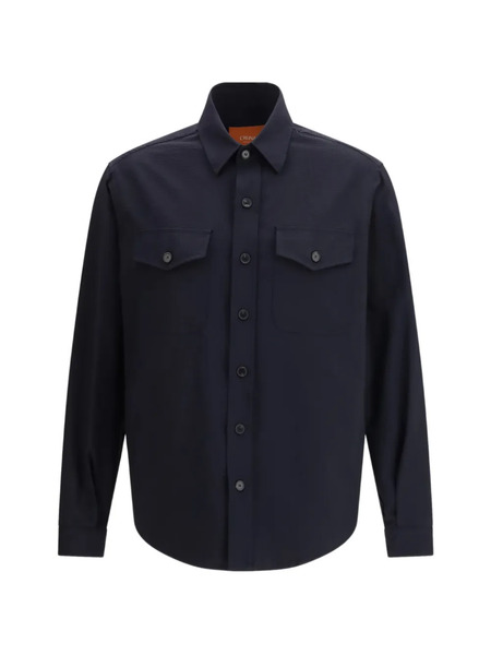  Cruna Camisa Con Bolsillo De Parche - Azul 