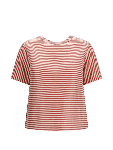  Cruna Camiseta A Rayas Con Botones - Rojo 