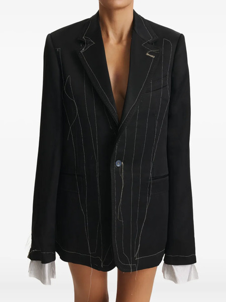  Cuanna Blazer Avva Con Costuras En Contraste - Negro 