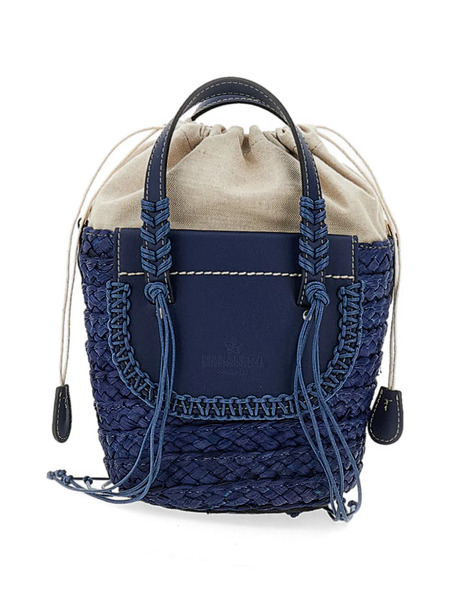 Cuba Lab Habanera Woven Top Handle Bucket Bag - Azul 