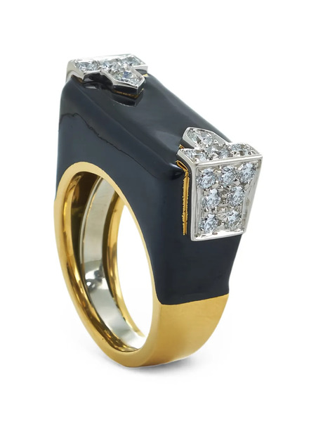  David Webb Anillo Hero Con Diamantes - Dorado 