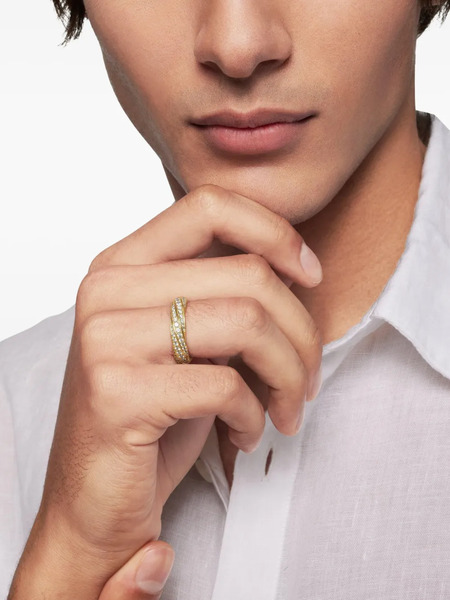  David Yurman Anillo Cable Edge De 6 Mm En Oro Reciclado De 18 Ct Con Banda Con Diamantes - Dorado 