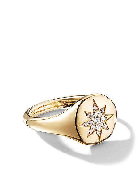  David Yurman Anillo Para El Meñique Cable Collectibles Compass De 9.7 Mm En Oro Amarillo De 18 Ct Con Diamantes - Dorado 