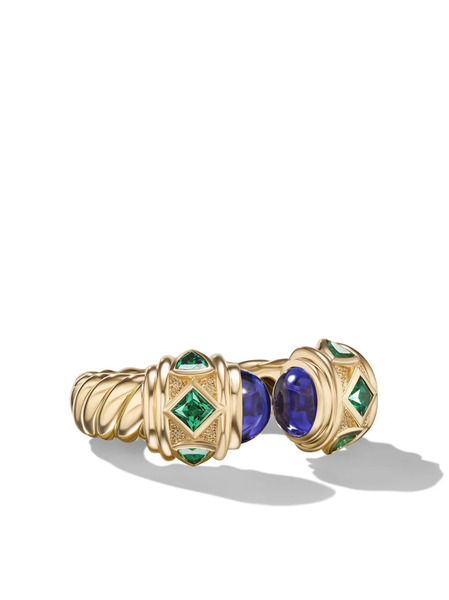  David Yurman Anillo Renaissance De 6.5 Mm En Oro Amarillo De 18 Ct Con Tsavorita Y Tanzanita - Dorado 
