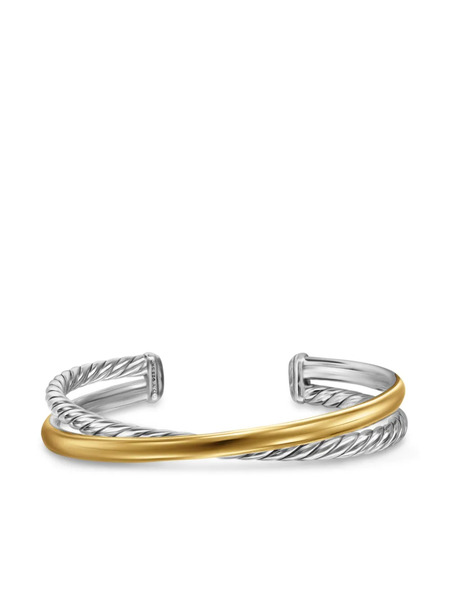  David Yurman Brazalete Crossover Two Row De 11 Mm En Oro Amarillo De 14 Ct Y Plata De Ley - Plateado 
