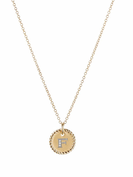  David Yurman Collar F Initial Charm En Oro Amarillo De 18 Ct Con Diamantes - Dorado 