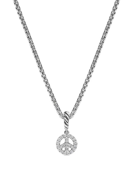  David Yurman Collar Micro Pavé© Peace Sign Con Diamante - Plateado 